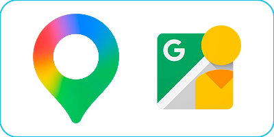 Iconos de Google Maps y Street View.